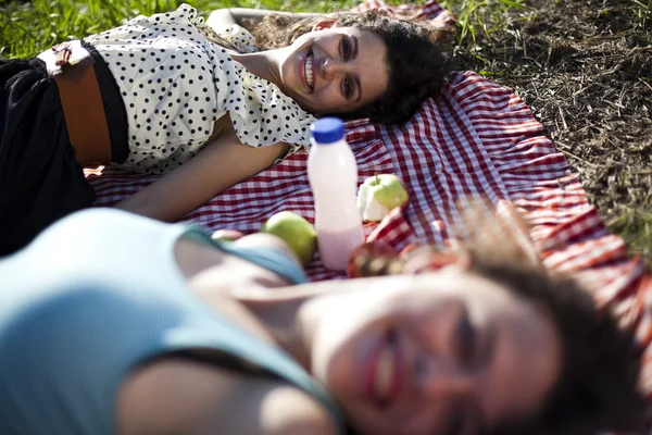 Girlfriends on picnic — Stock Photo, Image