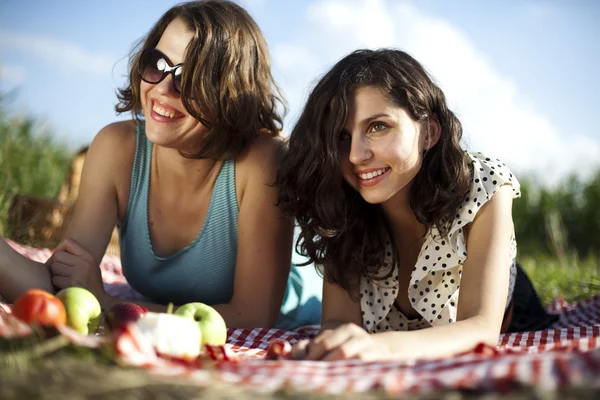 Freundinnen beim Picknick lizenzfreie Stockbilder