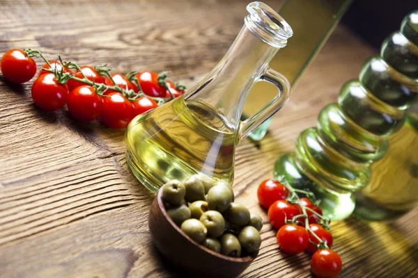 Carafe with olive oil — Stock Photo, Image