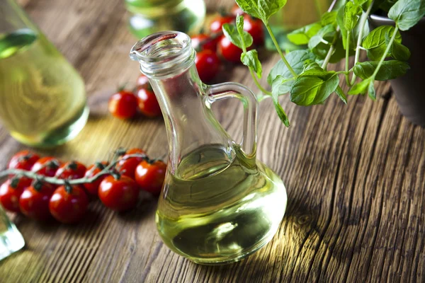 Carafe with olive oil — Stock Photo, Image