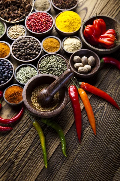 Spices on bowls — Stockfoto