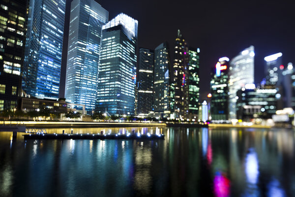 Cityscape of Singapore, financial centre with waterfront