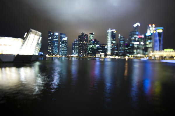 View of Singapore city at night