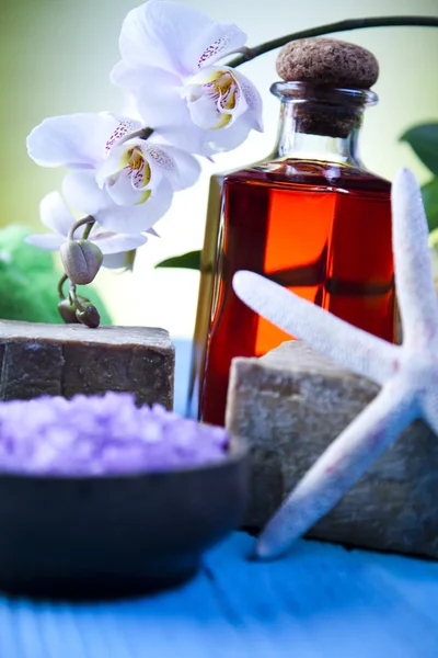 Orquídeas, produtos orgânicos, Spa — Fotografia de Stock