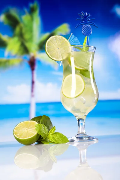 Cocktail with lime slices — Stock Photo, Image