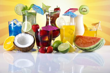 Cocktails with fruits clipart