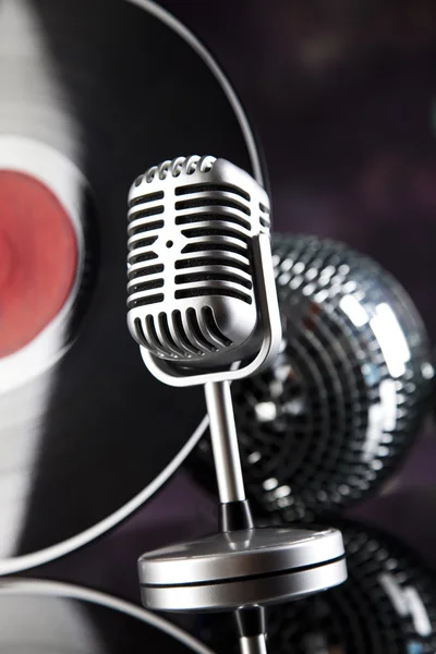 Mikrofon, Discokugeln — Stockfoto