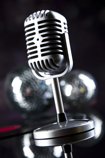 Microphone with disco balls — Stock Photo, Image