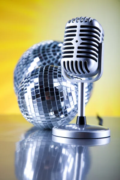 Microphone with disco balls — Stock Photo, Image