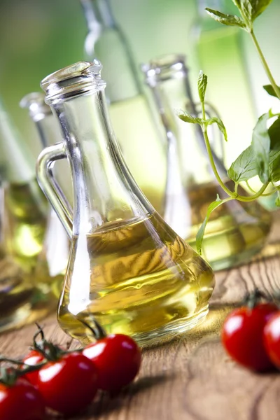 Carafe with olive oil — Stock Photo, Image