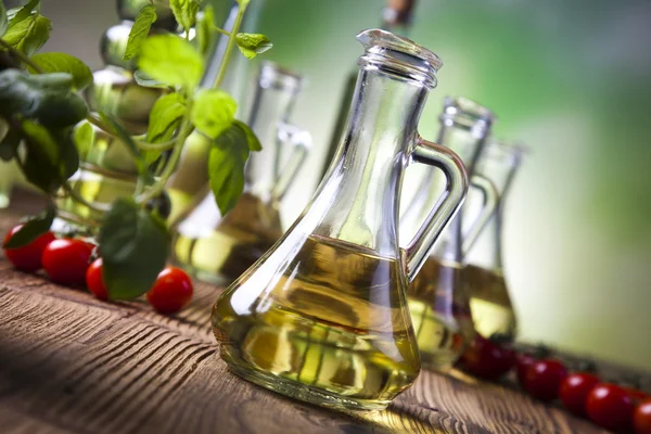 Olive oil in bottles — Stock Photo, Image