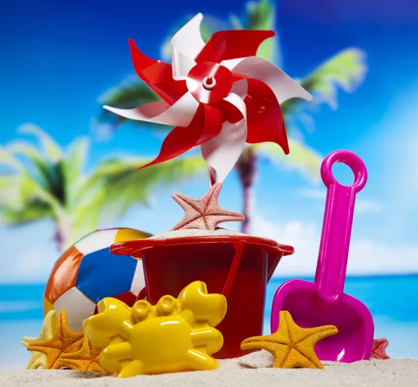 Children toys on beach — Stock Photo, Image