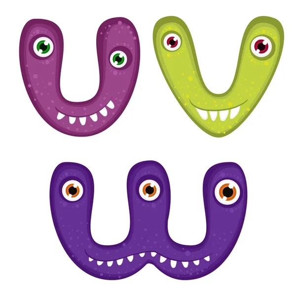 Funny Toothy Monster Alphabet — Stock Vector