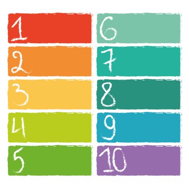 10 renkli sayısal dikdörtgenler kümesi