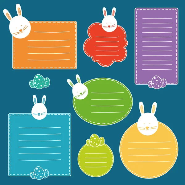 Etiquetas de coelho para cadernos escolares ou presentes de Páscoa — Vetor de Stock