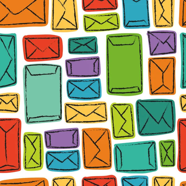 Vector seamless pattern - many colorful envelopes — Stock Vector