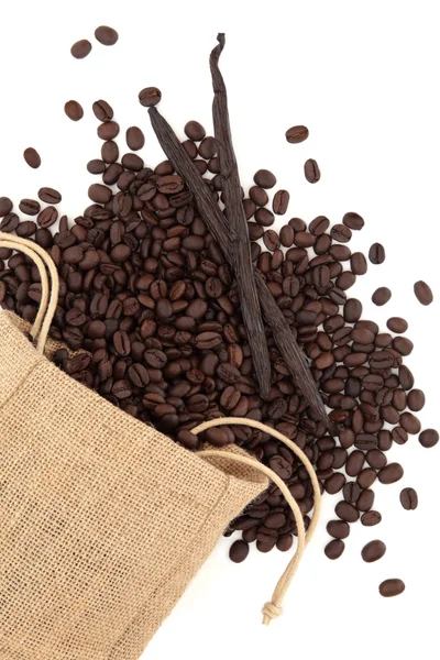 Vanilla and Coffee Beans — Stock Photo, Image