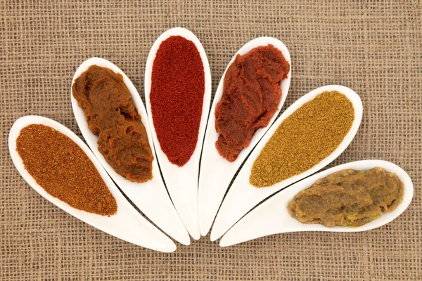 Curry-Pulver und Paste — Stockfoto