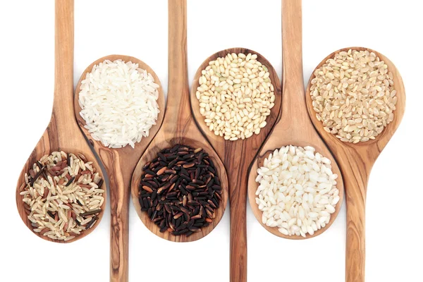 Variedade de grãos de arroz — Fotografia de Stock