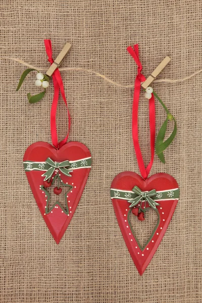 Decoraciones del corazón de Navidad — Foto de Stock