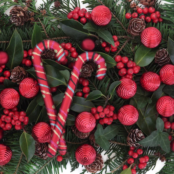 Candy Canes and Baubles — Stock Photo, Image