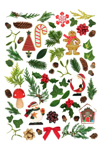 レトロなバブル装飾 シンボル 冬至の緑のクリスマス抽象コレクション ホリデーシーズンのための環境に優しいお祝いのデザイン要素 トップビューのフラットレイアウト — ストック写真