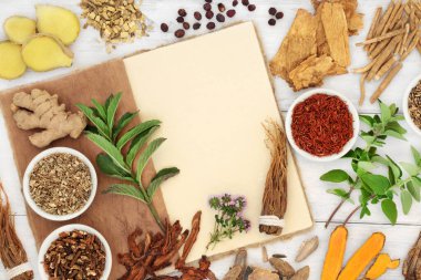 Bağışıklık sistemi savunması için bitkisel ilaçlarda kenevir defter, antioksidan, antosiyanin, vitamin ve mineral açısından sağlıklı besin konsepti kullanılır..