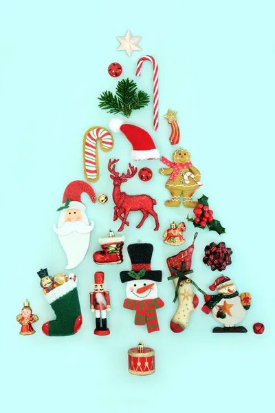 Αφηρημένο Σχήμα Έννοια Χριστουγεννιάτικο Δέντρο Ρετρό Στολίδια Μπιχλιμπίδι Τρόφιμα Χειμώνα — Φωτογραφία Αρχείου