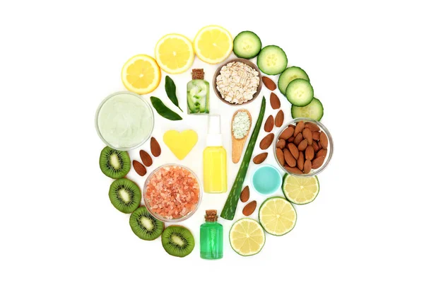 Healthy Nutrition Natural Organic Skincare Beauty Treatment Aloe Vera Cucumber — Stock Photo, Image