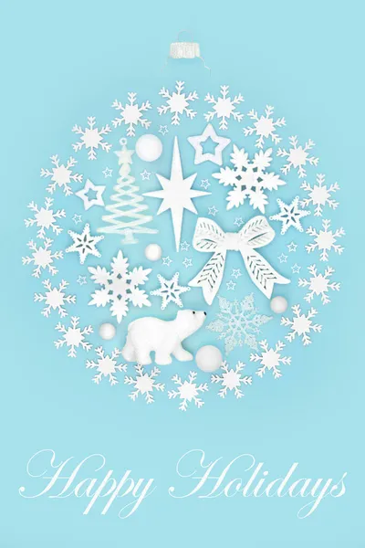 Concetto Natale Decorazione Dell Albero Rotondo Vacanze Felici Con Tema — Foto Stock