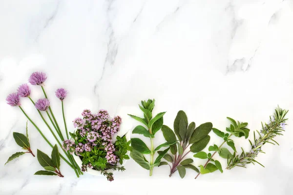 Ervas Saudáveis Para Tempero Alimentos Naturais Fitoterapia Com Flor Cebolinha — Fotografia de Stock