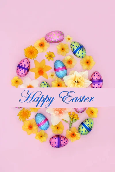 Easter Egg Concept Shape Chocolate Eggs Spring Flowers Abstract Festive — 图库照片