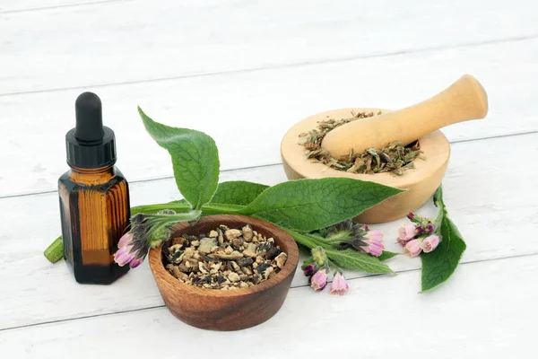 Comfrey Herb Used Natural Alternative Herbal Plant Medicine Treats Skin — Fotografia de Stock