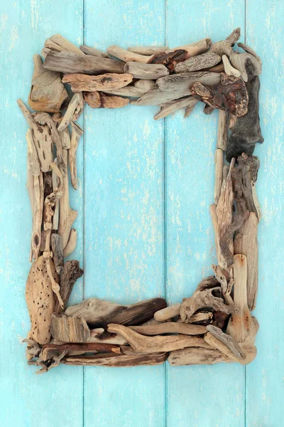 Astratto Driftwood Struttura Rustica Composizione Creativa Sfondo Legno Blu Natura — Foto Stock