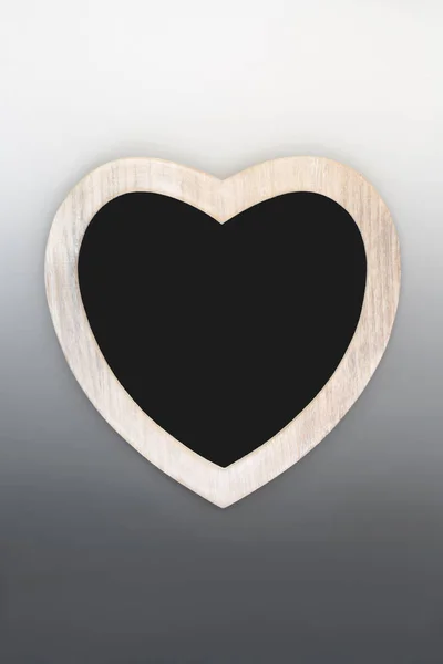 Heart Shaped Wooden Frame Chalkboard Gradient Grey Background Symbol Love — Stockfoto