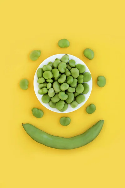 Broad Beans Green Vegetable Health Food High Folate Fibre Antioxidants — Stok fotoğraf