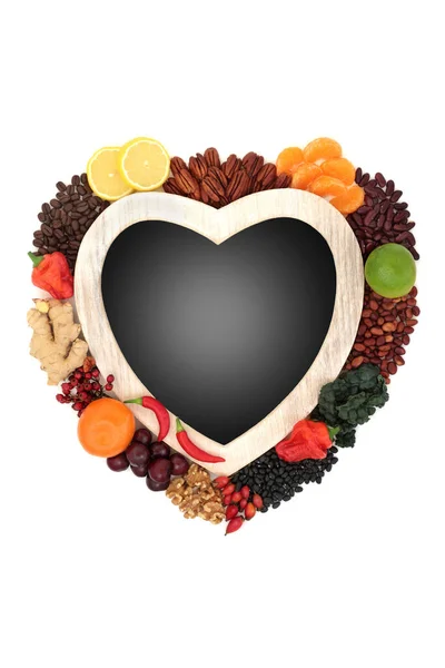 Vegan Natural Health Food Diet Heart Shaped Frame High Flavonoids — Foto de Stock