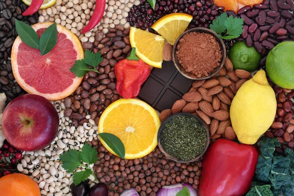 Natural Healthy Food Concept High Flavonoids Antioxidants Anthocyanins Vitamins Proteins — ストック写真