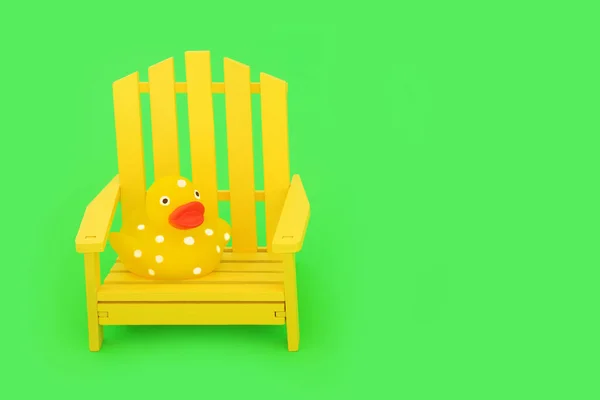 Time Rest Composition Modern Yellow Wooden Chair Spotted Squeaky Toy — 图库照片