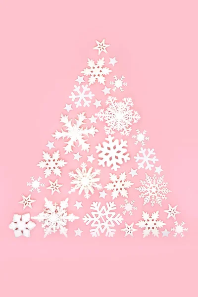 Noel Ağacı Kar Tanesi Soyut Şenlik Tasarımı Konsepti Pastel Pembe — Stok fotoğraf