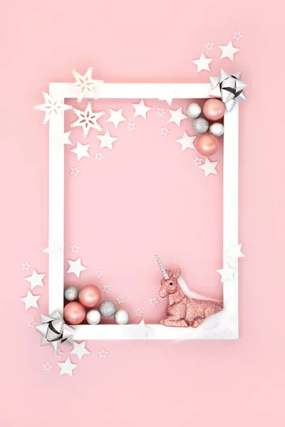 Natal Mágico Festivo Fundo Mítico Ano Novo Rosa Com Glitter — Fotografia de Stock