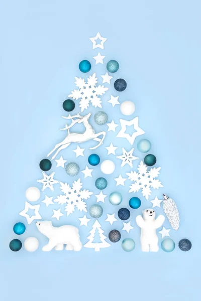 Noordpool Kerstboom Abstracte Concept Vorm Met Van Rendieren Sneeuwvlok Ijsbeer — Stockfoto