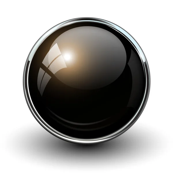 Černý lesklý tlačítko — Stockový vektor