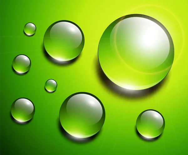 Gotas de agua verde — Vector de stock