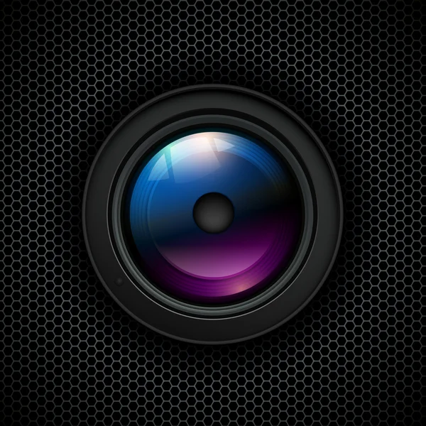 Achtergrond met lens fotopictogram — Stockvector