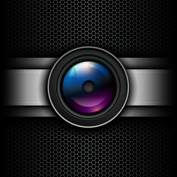Fondo con icono de lente de foto — Vector de stock