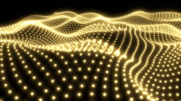 Фон Полем Золотого Світла Абстрактний Технологічний Дизайн Фантастичне Море Неонових — стокове фото