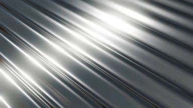 Çelik metal dokusu, ilginç dalgalar deseni gümüş metalik dalgalı tasarım, 3 boyutlu çizim.