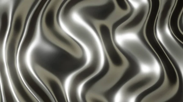 Silber Chrom Metall Textur Mit Wellen Flüssiges Silber Metallic Seide — Stockfoto