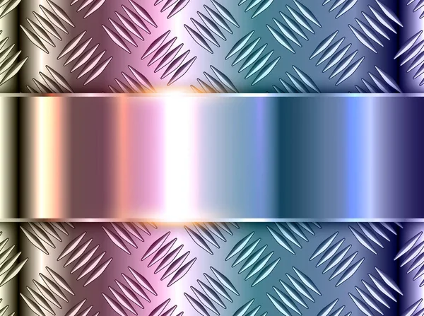 銀研磨鋼の質感の背景 ダイヤモンドプレートの虹彩の質感と光沢のあるクロム金属 3Dベクトルの光沢のある金属デザイン — ストックベクタ